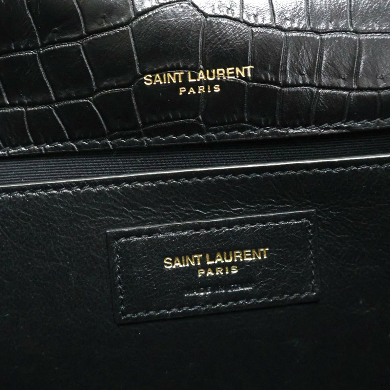 黑色 皮革壓紋 Sunset 鏈條肩背包【SAINT LAURENT YSL 聖羅蘭】 515823-5