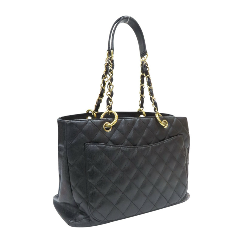 黑色 菱格紋 荔枝牛皮GST 肩背包 金釦 (無卡)【CHANEL 香奈兒】 A50995-1