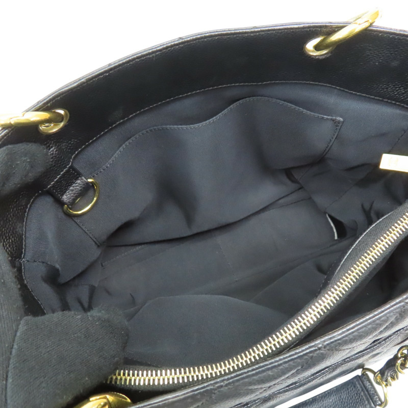 黑色 菱格紋 荔枝牛皮GST 肩背包 金釦 (無卡)【CHANEL 香奈兒】 A50995-3