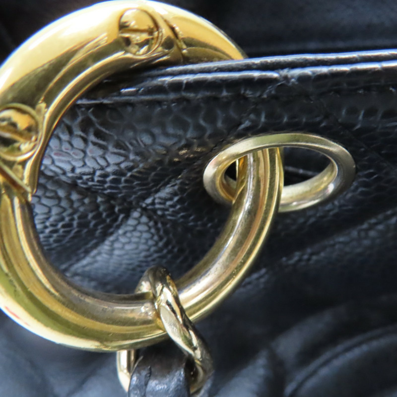 黑色 菱格紋 荔枝牛皮GST 肩背包 金釦 (無卡)【CHANEL 香奈兒】 A50995-8