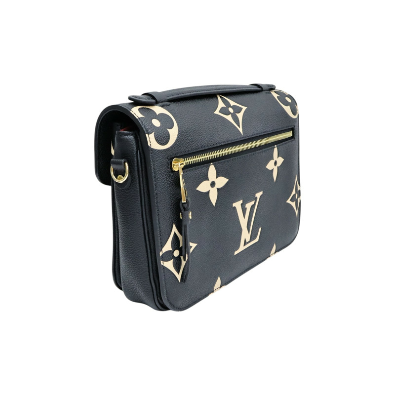 黑色牛皮/ 粉色老花logo Pochette Metis 肩背包【LOUIS VUITTON LV 路易威登】 M45773-1
