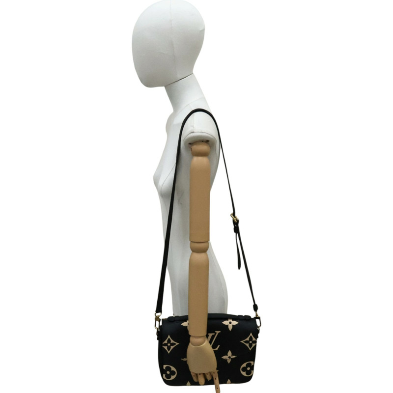 黑色牛皮/ 粉色老花logo Pochette Metis 肩背包【LOUIS VUITTON LV 路易威登】 M45773-10