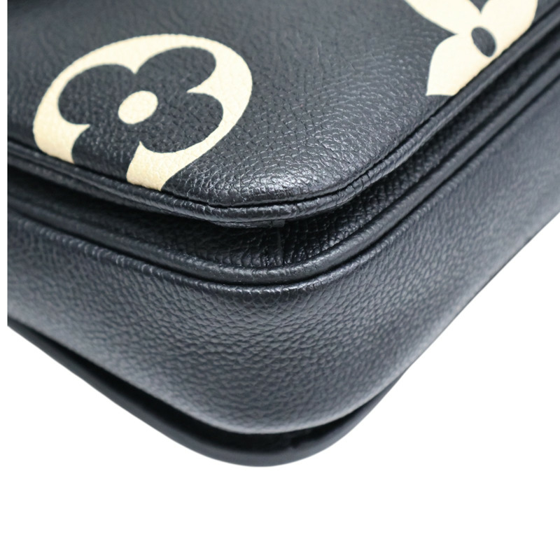 黑色牛皮/ 粉色老花logo Pochette Metis 肩背包【LOUIS VUITTON LV 路易威登】 M45773-11