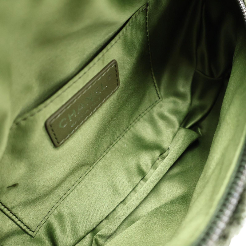 綠色 單寧布 Coco Cuba Charms 腰包 銀釦【CHANEL 香奈兒】 A98617-2