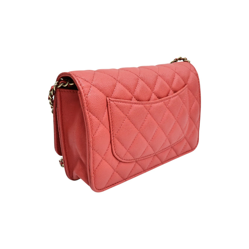 紅色 荔枝紋 牛皮 WOC 肩背包 金釦【CHANEL 香奈兒】 AP0250-1