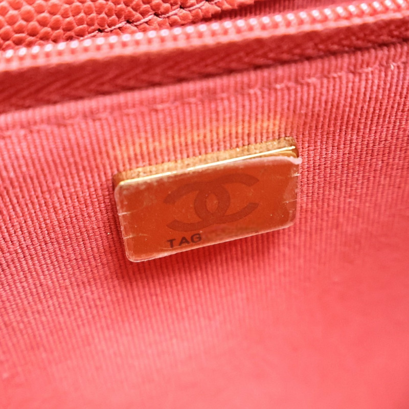 紅色 荔枝紋 牛皮 WOC 肩背包 金釦【CHANEL 香奈兒】 AP0250-8