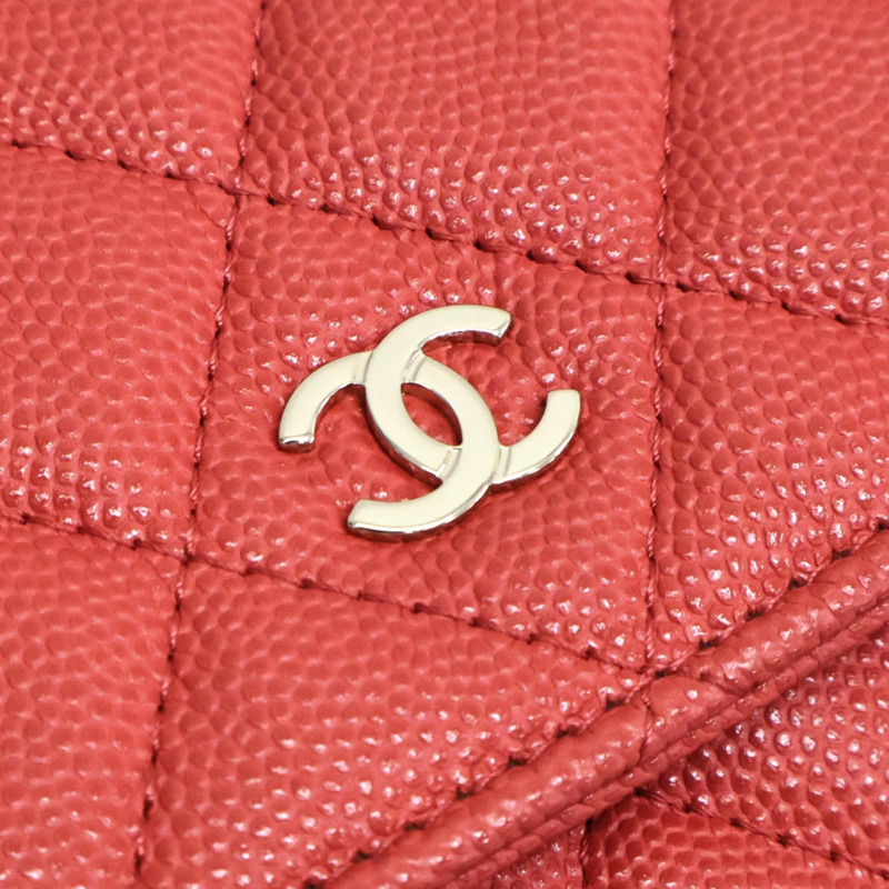 紅色 荔枝紋 牛皮 WOC 肩背包 金釦【CHANEL 香奈兒】 AP0250-9