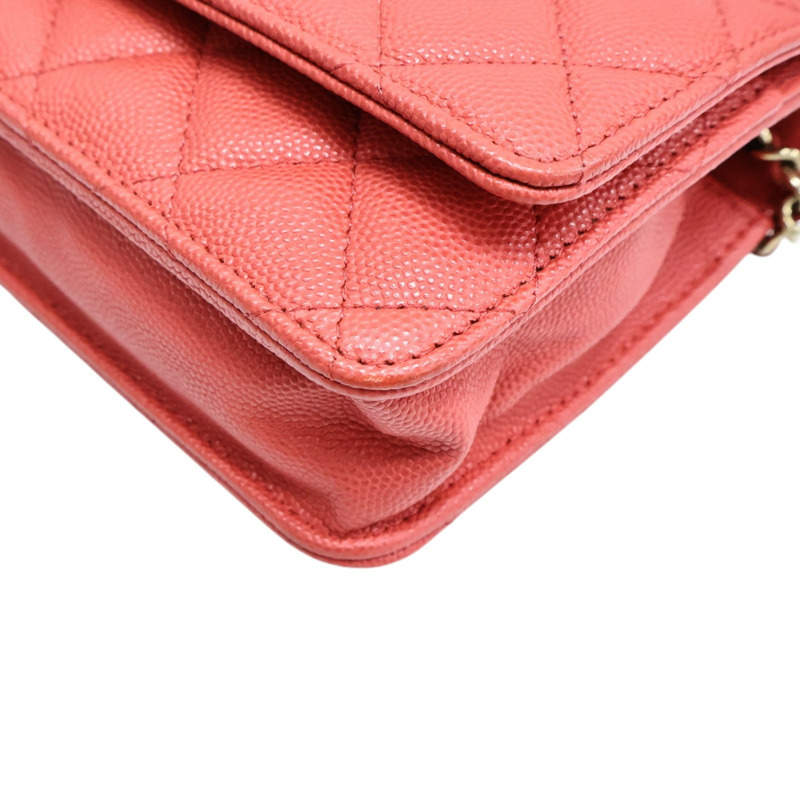 紅色 荔枝紋 牛皮 WOC 肩背包 金釦【CHANEL 香奈兒】 AP0250-14