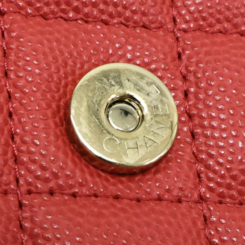 紅色 荔枝紋 牛皮 WOC 肩背包 金釦【CHANEL 香奈兒】 AP0250-15