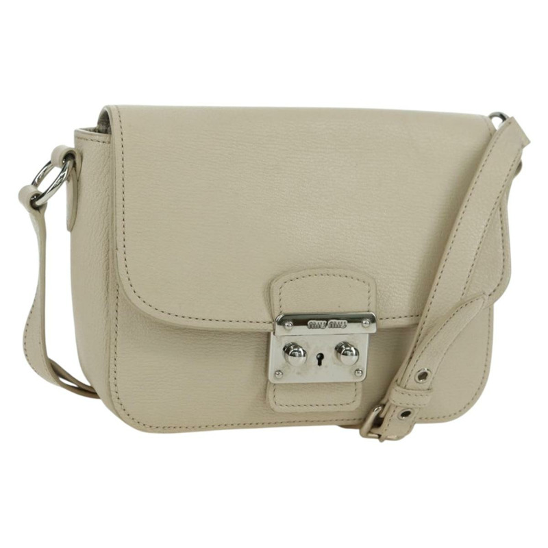 【日本直送】Miu Miu 象牙銀色皮革肩背包 正品 am11214V-0