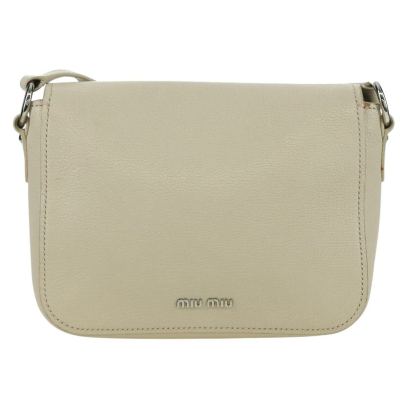 【日本直送】Miu Miu 象牙銀色皮革肩背包 正品 am11214V-1