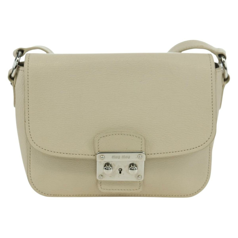 【日本直送】Miu Miu 象牙銀色皮革肩背包 正品 am11214V-12