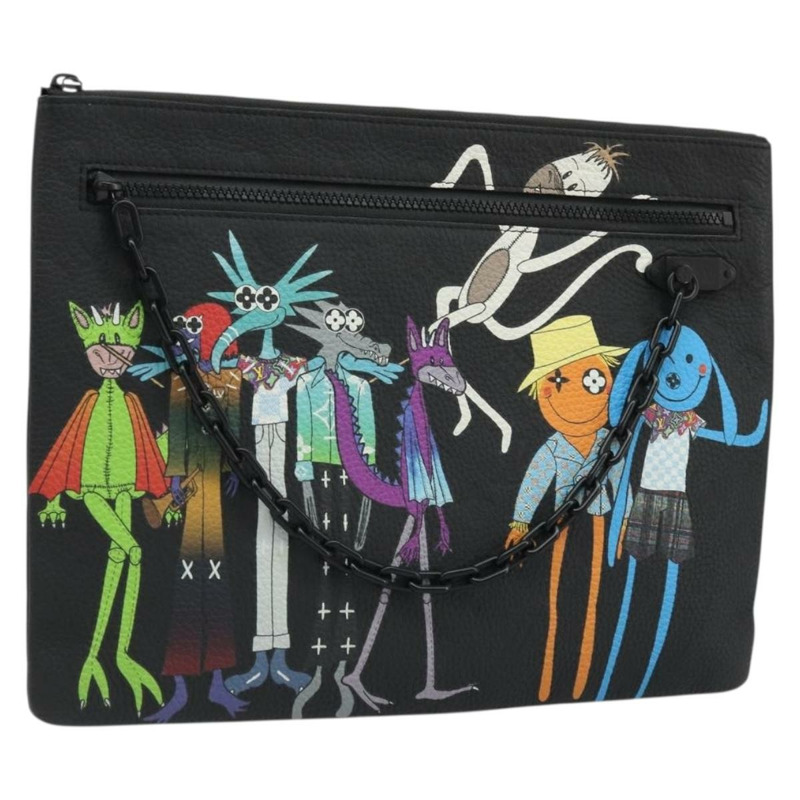 【日本直送】路易威登 Taurillon Clemence LV Friend A4 手拿包 黑色 M80147 正品 YKZ1165SAM-0