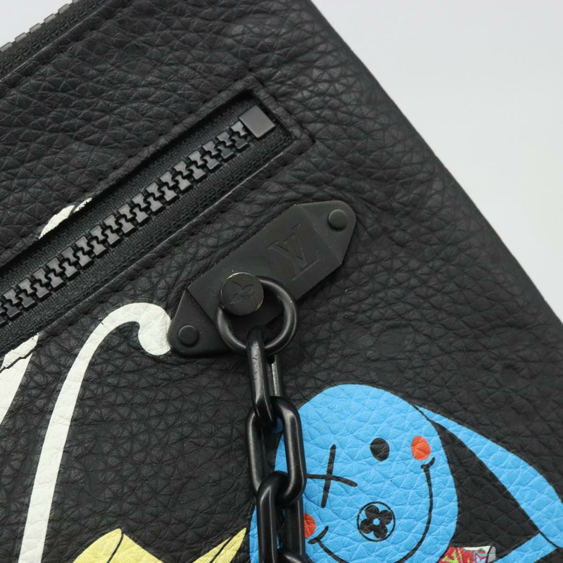 【日本直送】路易威登 Taurillon Clemence LV Friend A4 手拿包 黑色 M80147 正品 YKZ1165SAM-16