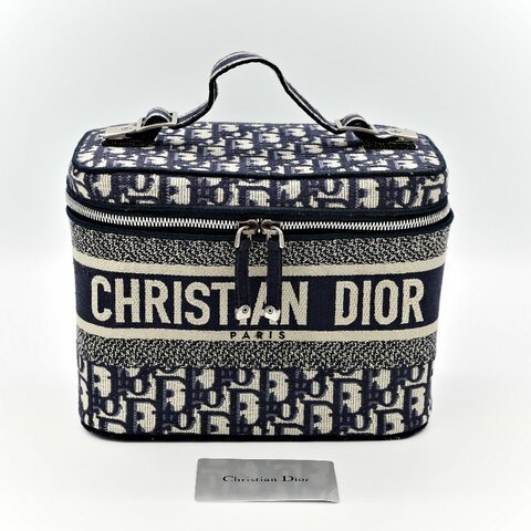 Dior 迪奧 Travel Vanity Case 老花 刺繡帆布 化妝包 手提包