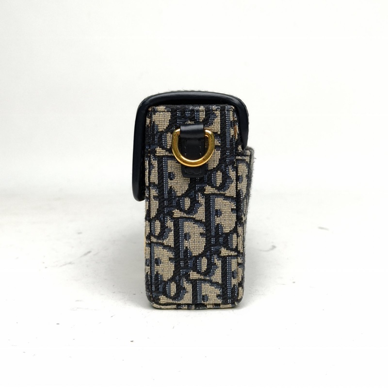 DIOR 30Montaigne蒙田Box藍色帆布金扣Oblique印花-1