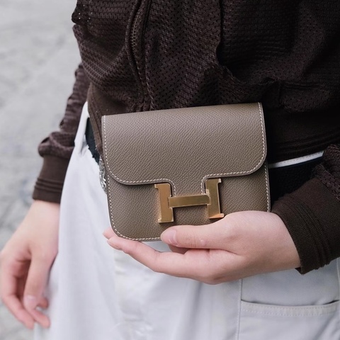 Hermes 18大象灰evercolor皮Constance slimH夾