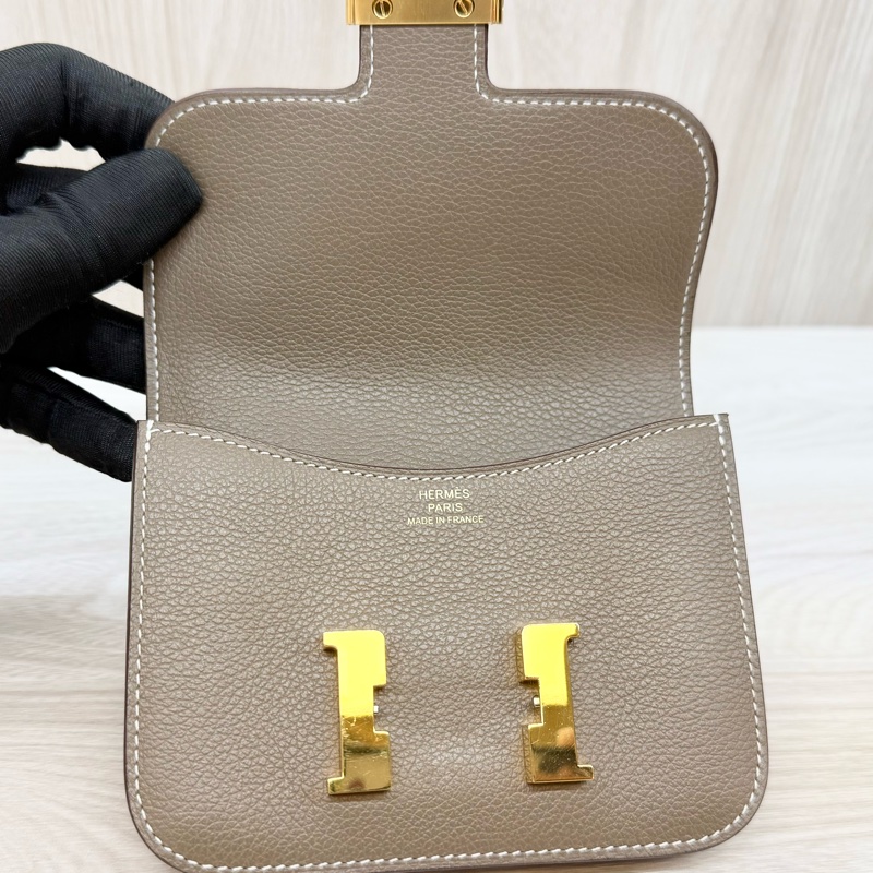Hermes 18大象灰evercolor皮Constance slimH夾-13