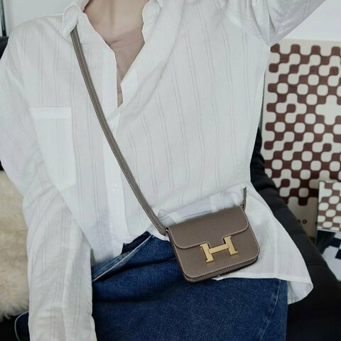 Hermes 18大象灰evercolor皮Constance slimH夾
