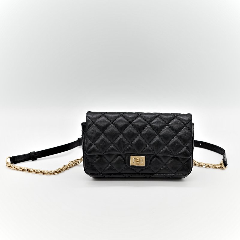 Chanel 香奈兒 2.55 黑金 腰包 胸包-1