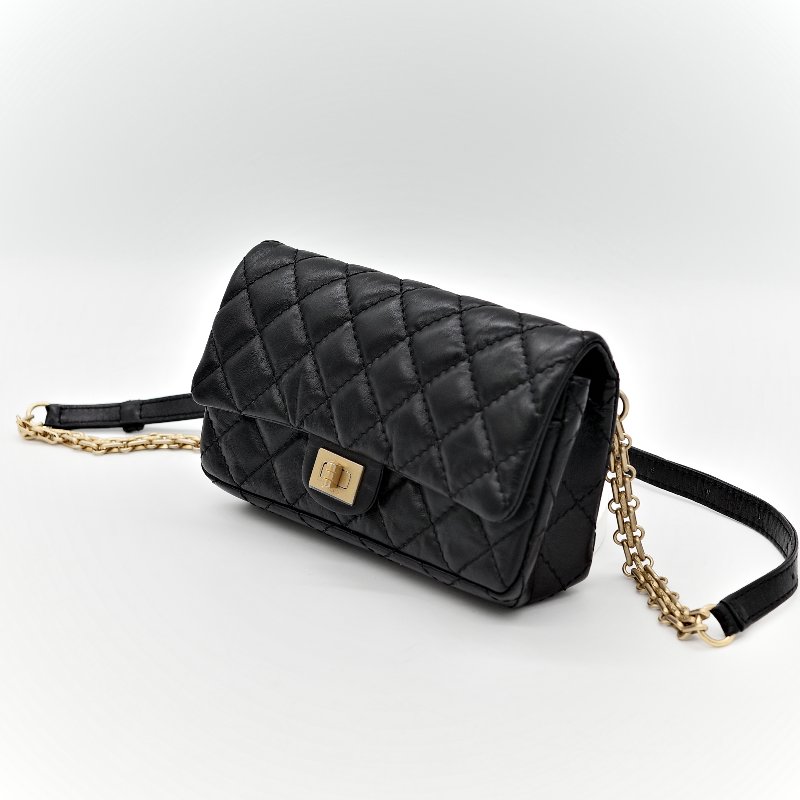 Chanel 香奈兒 2.55 黑金 腰包 胸包-4