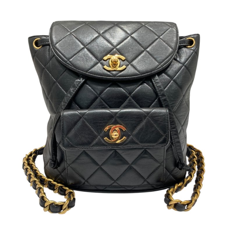 CHANEL 香奈兒 MATELASSÉ 雙肩包 A10177 後背包 羊皮 黑色 金扣-0