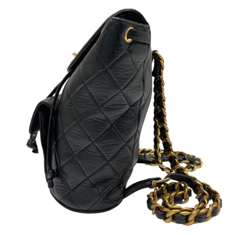 CHANEL 香奈兒 MATELASSÉ 雙肩包 A10177 後背包 羊皮 黑色 金扣-3