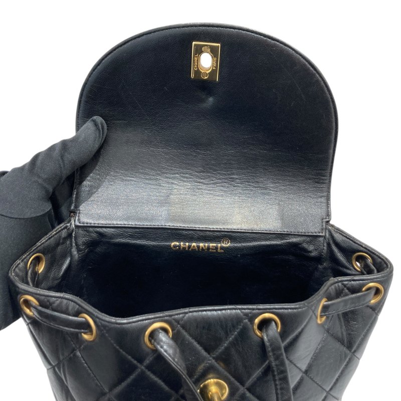 CHANEL 香奈兒 MATELASSÉ 雙肩包 A10177 後背包 羊皮 黑色 金扣-7