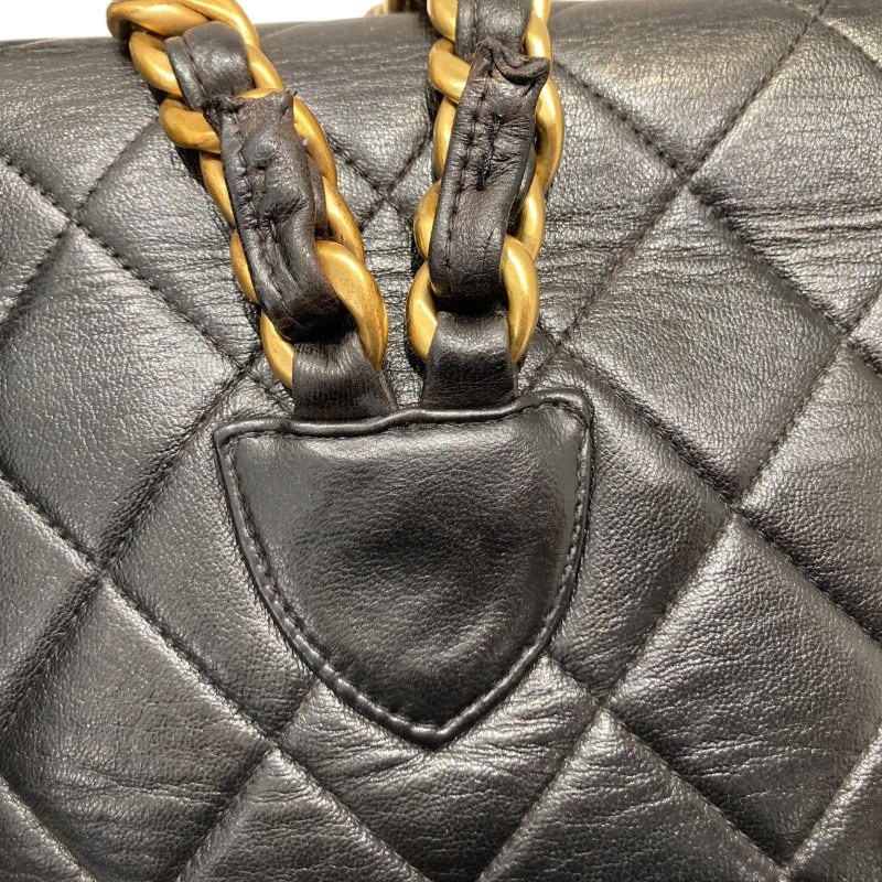CHANEL 香奈兒 MATELASSÉ 雙肩包 A10177 後背包 羊皮 黑色 金扣-17