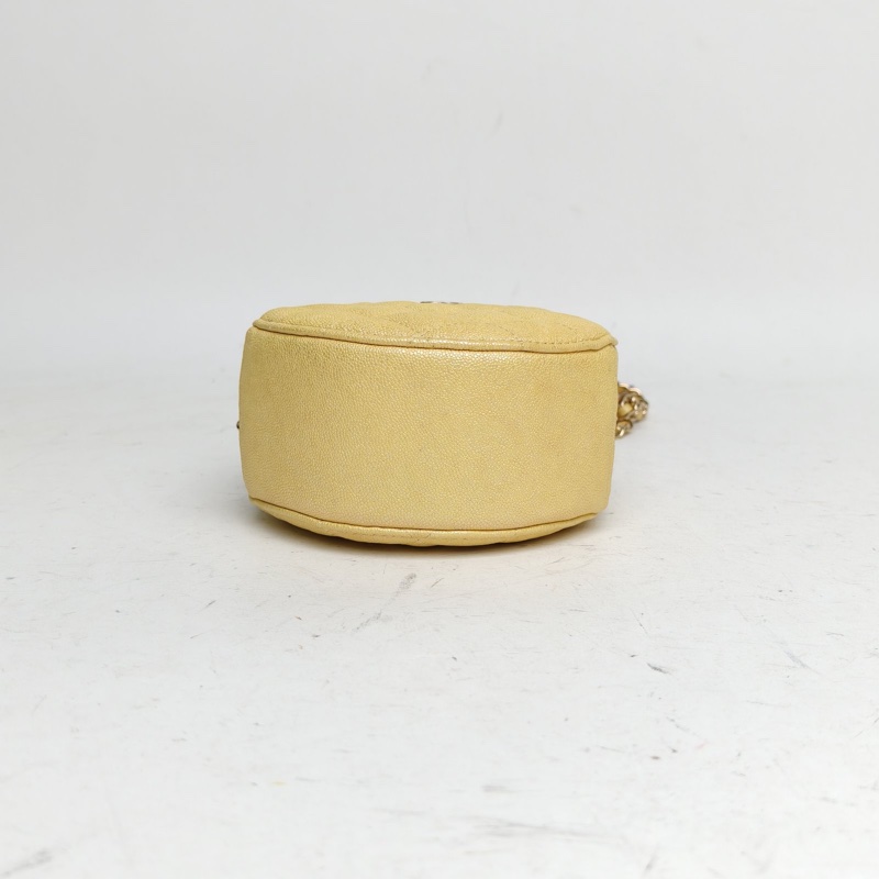 CHANEL 圓餅包經典Mini黃色荔枝牛皮27開金扣-3