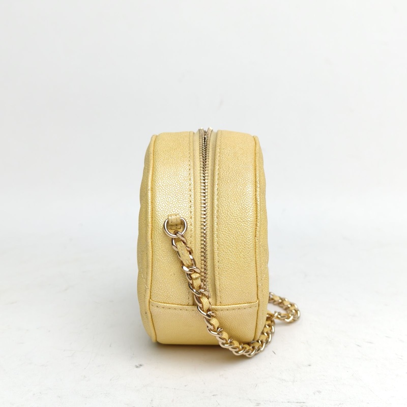 CHANEL 圓餅包經典Mini黃色荔枝牛皮27開金扣-4