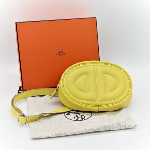Hermès 愛馬仕 In The Loop 檸檬黃 豬鼻子 斜背包 胸背包