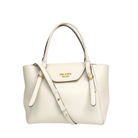 PRADA 白色牛皮鯰魚手提托特包