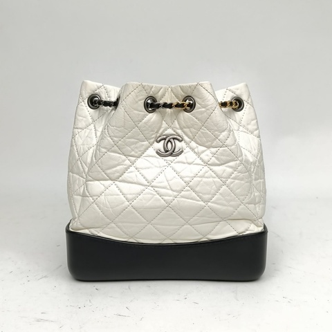 CHANEL GABRIELLE流浪雙肩包小號白色牛皮26開金銀扣
