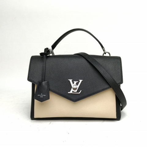 LOUIS VUITTON 拼色牛皮銀扣Lockme手提郵差包2017