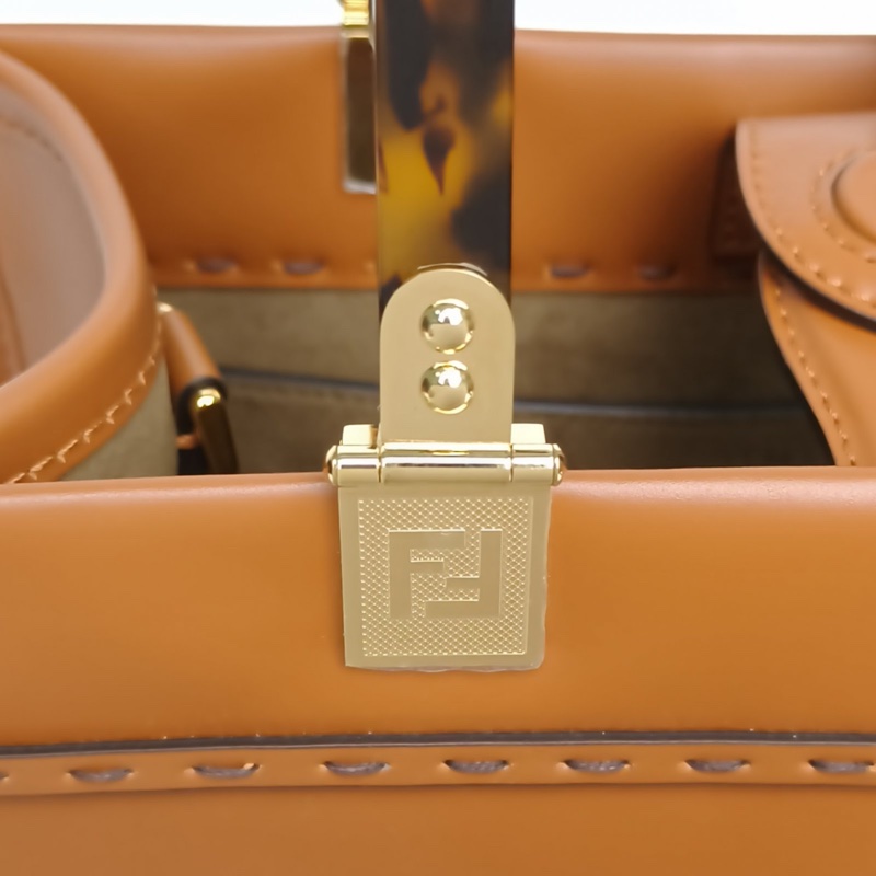 FENDI Sunshine陽光購物手提袋小號棕色牛皮-4