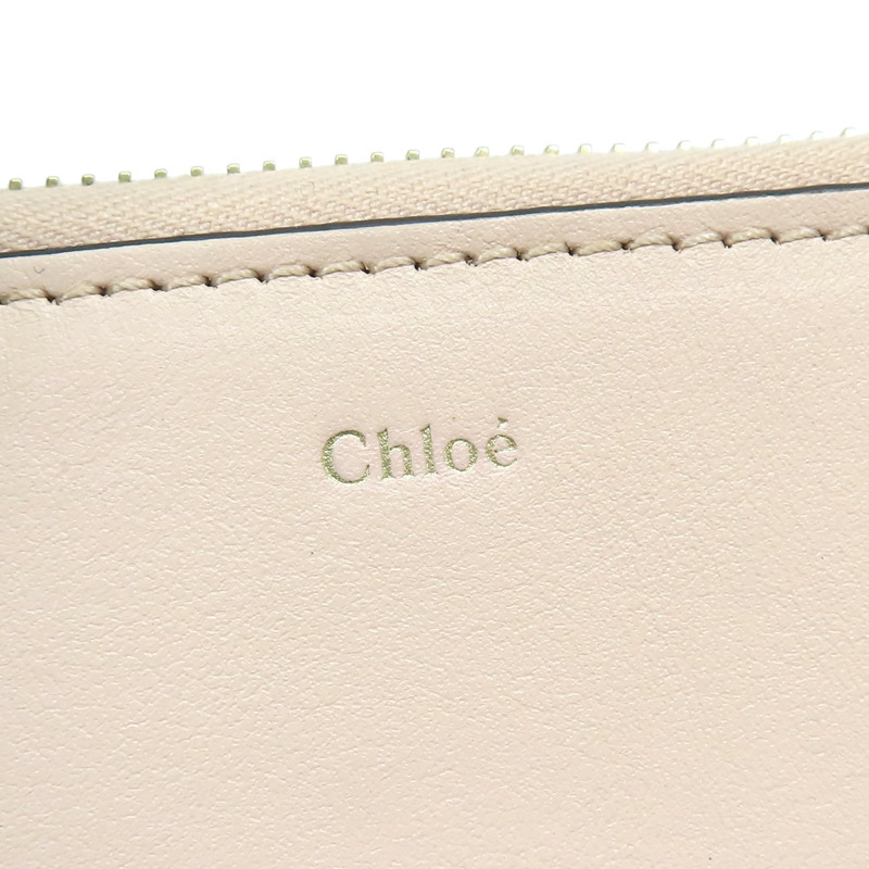 米色 牛皮 Alphabet 拉鍊短夾【Chloe 克羅伊】 CHC22SP716G396J5-6