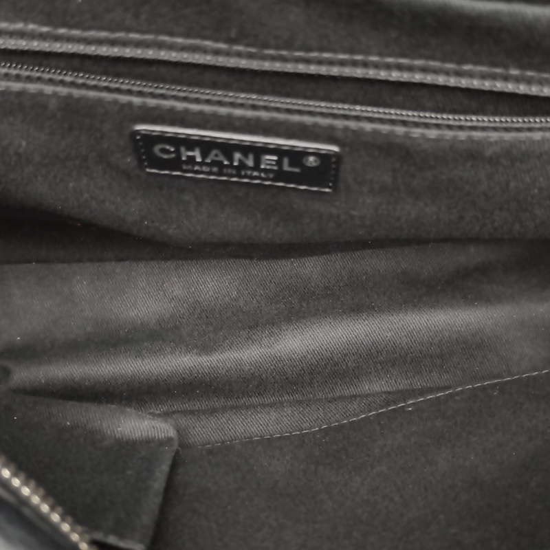 CHANEL 黑色牛皮21開銀扣CF季節款菱格拉單肩斜挎包-5