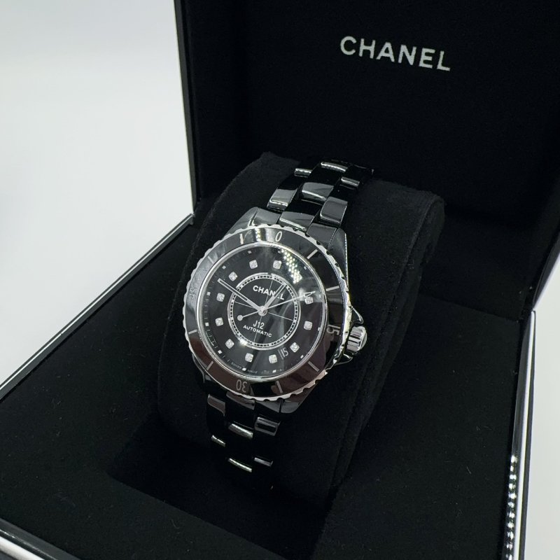CHANEL 黑色12點鑽J12 Caliber 12.1 機芯腕錶38 毫米-5