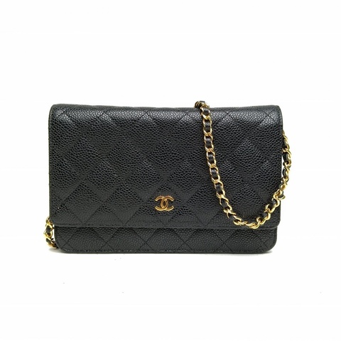 CHANEL CFWOC19cm黑色荔枝牛皮21開金扣