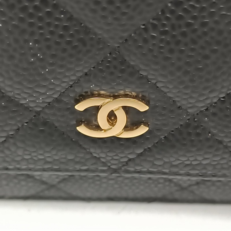 CHANEL CFWOC19cm黑色荔枝牛皮21開金扣-4