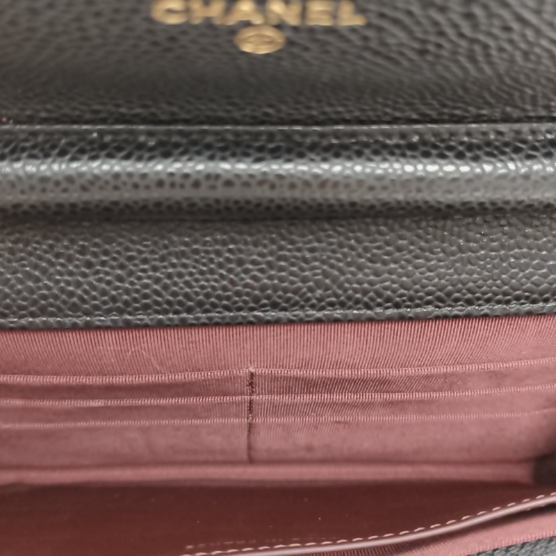 CHANEL CFWOC19cm黑色荔枝牛皮21開金扣-5