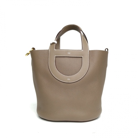 HERMES InTheLoop23豬鼻子菜籃子大象灰TC皮B刻金扣