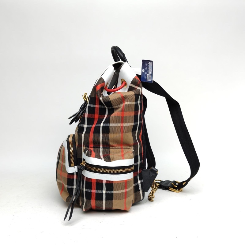 Burberry TheRucksack軍旅雙肩包中號拼色帆布-1