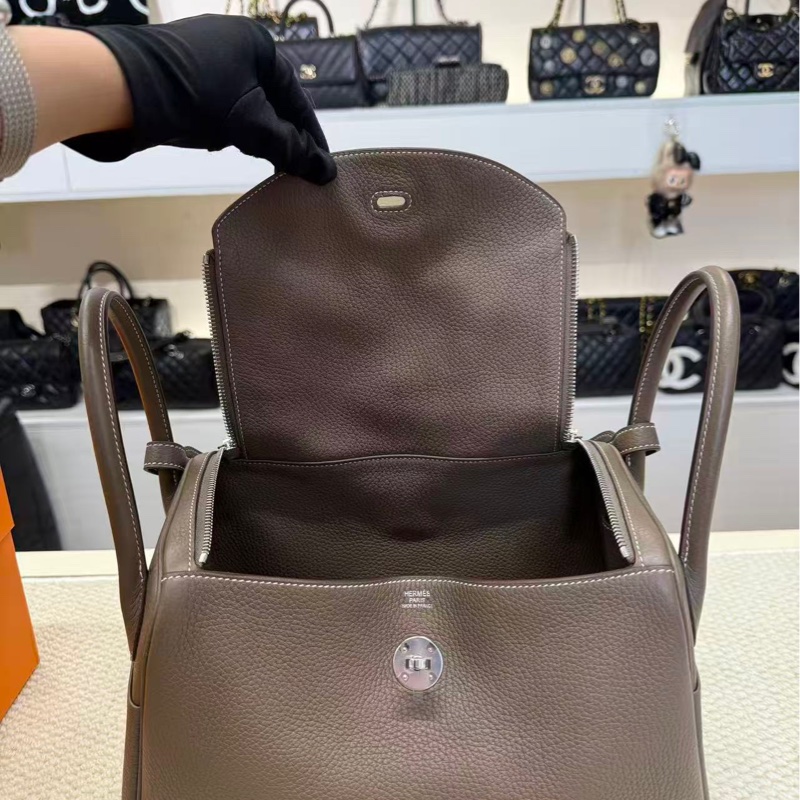 愛馬仕HERMES Lindy30 大象灰銀扣 TC皮 2017 A刻-3