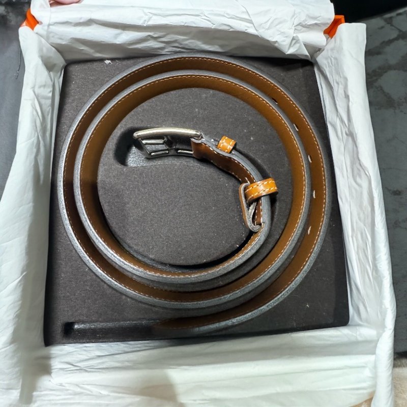 ⏰限時特賣價 專櫃3萬8千1🌺全新 Hermès Étrivière 32 外縫 Barenia 皮革男款/中性款腰帶 長105公分-4