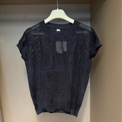 Hermes knit silk top bleu noir