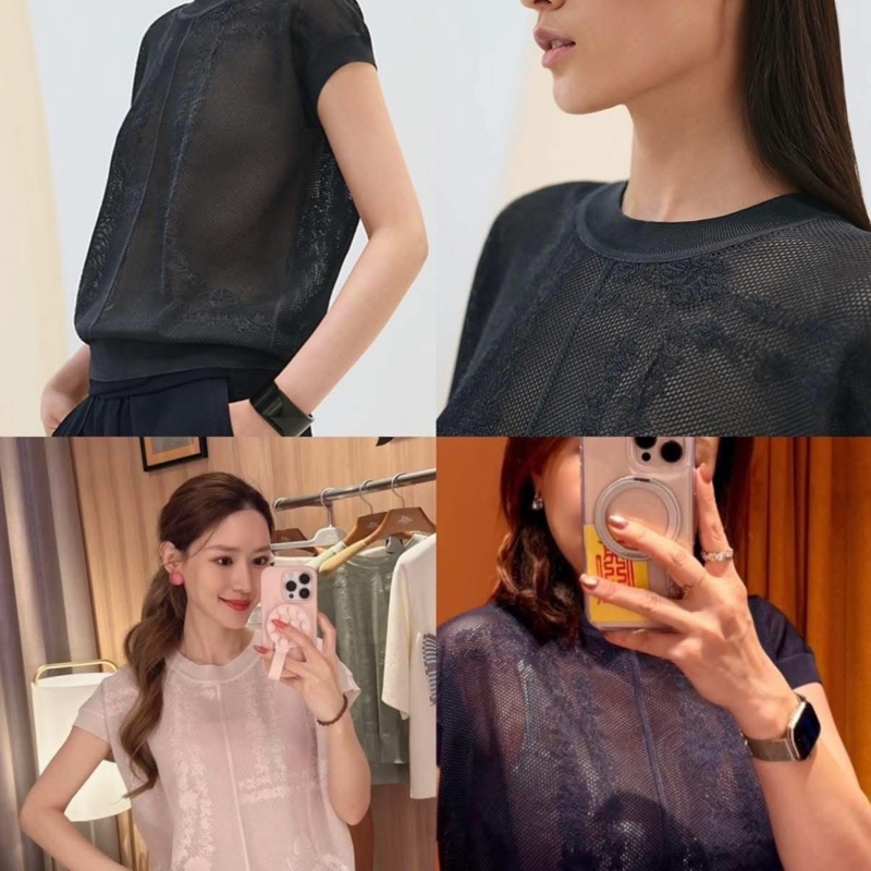 Hermes knit silk top bleu noir-3