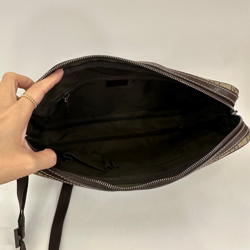 Gucci pvc 深棕牛皮前磁吸口袋斜背包-4