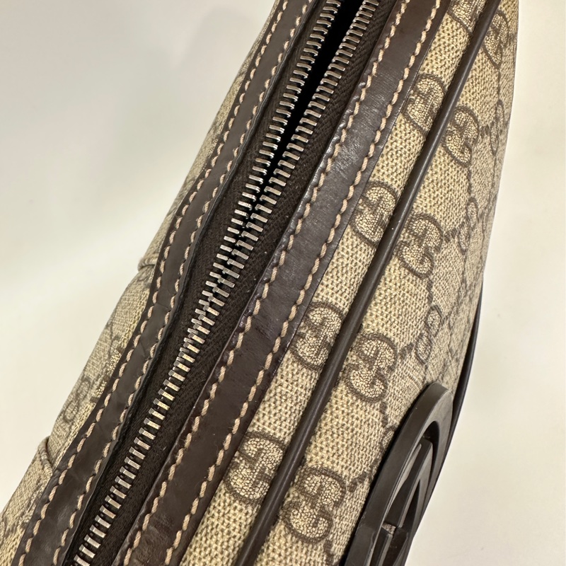 Gucci pvc 深棕牛皮前磁吸口袋斜背包-10